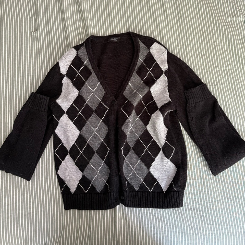 Brandy Melville Black and Gray Cardigan Sweater